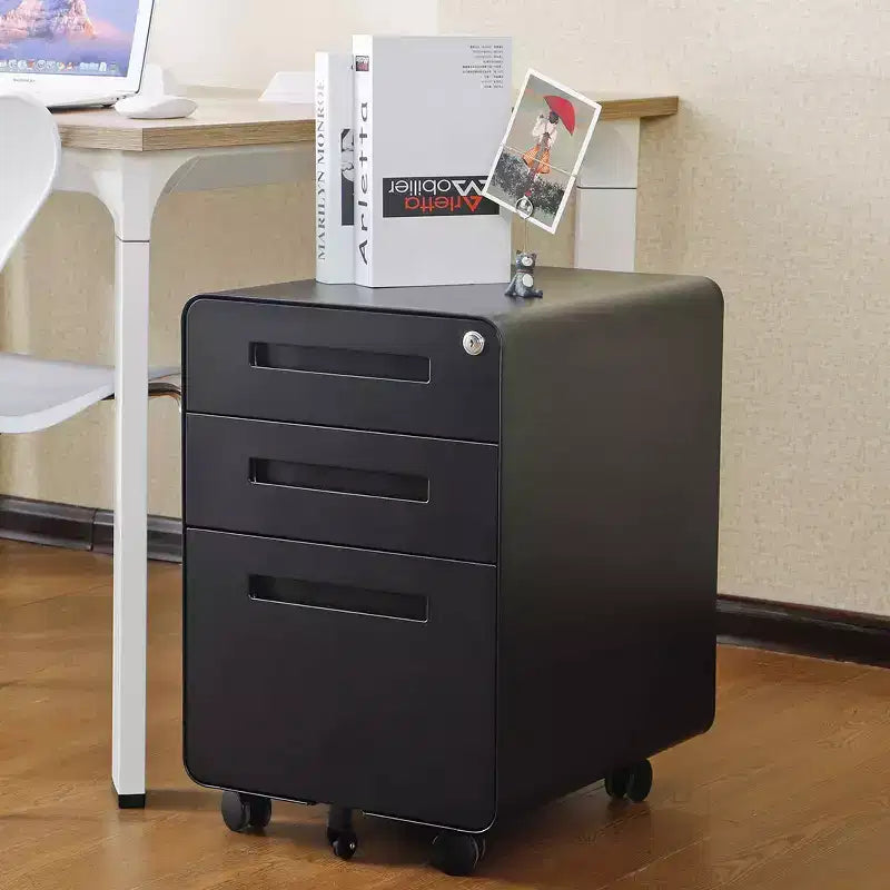 Meuble de classement métallique sécurisé à 3 tiroirs avec serrure, livré entièrement assemblé, mobile, pour dossiers A4/Lettre/Légal, à placer sous le bureau, 5 roulettes