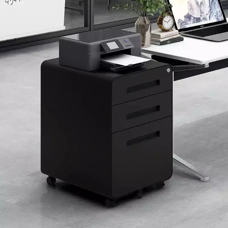 Meuble de classement métallique sécurisé à 3 tiroirs avec serrure, livré entièrement assemblé, mobile, pour dossiers A4/Lettre/Légal, à placer sous le bureau, 5 roulettes