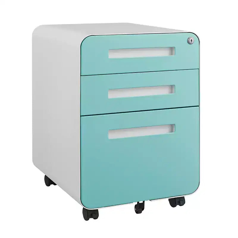 Meuble de classement métallique sécurisé à 3 tiroirs avec serrure, livré entièrement assemblé, mobile, pour dossiers A4/Lettre/Légal, à placer sous le bureau, 5 roulettes