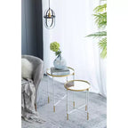 Lot de 2 tables d'appoint avec plateau miroir - Meuble d'appoint