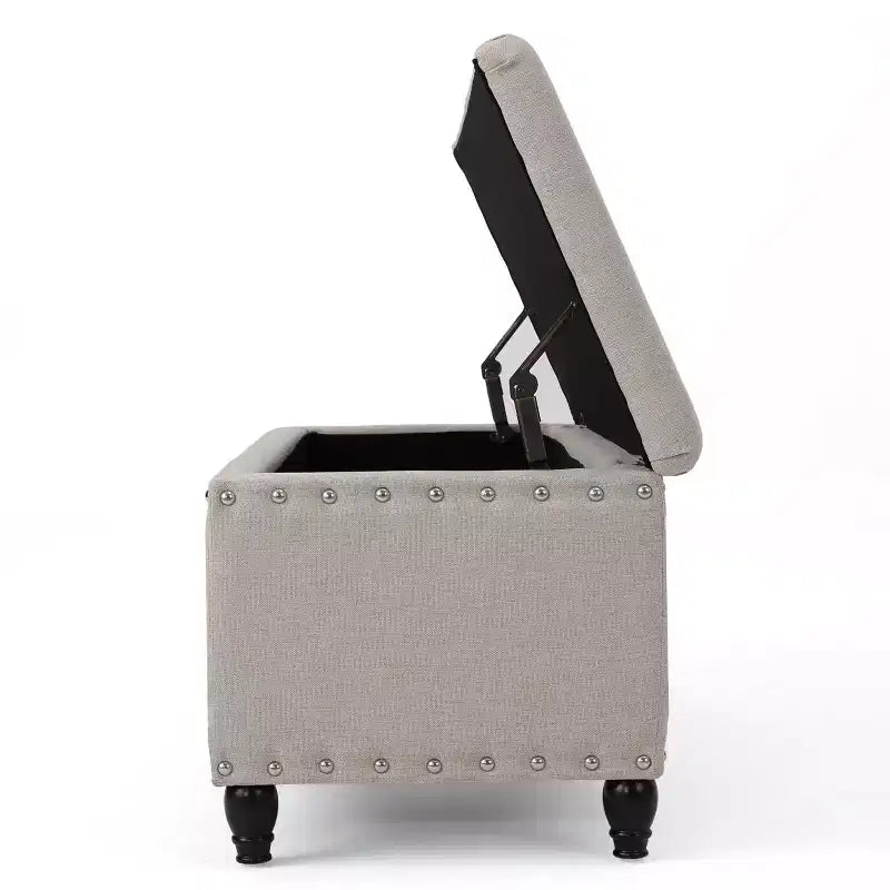 TUYOHW Pouf de rangement moderne avec clous décoratifs, banc de rangement spacieux, repose-pieds ottoman pour chambre à coucher, salon