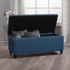 TUYOHW Pouf de rangement moderne avec clous décoratifs, banc de rangement spacieux, repose-pieds ottoman pour chambre à coucher, salon