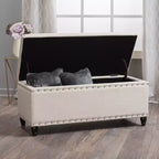 TUYOHW Pouf de rangement moderne avec clous décoratifs, banc de rangement spacieux, repose-pieds ottoman pour chambre à coucher, salon