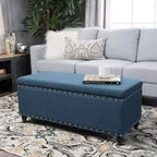 TUYOHW Pouf de rangement moderne avec clous décoratifs, banc de rangement spacieux, repose-pieds ottoman pour chambre à coucher, salon