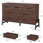 Commode à 7 tiroirs, meuble de rangement de 132 cm de large en bois avec tiroirs profonds pour chambre, salon ou entrée, compatible avec les robots aspirateurs