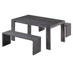 Clihome Ensemble de salle à manger 3 pièces de style campagnard, table à manger et 2 bancs, pour salle à manger, cuisine et salon