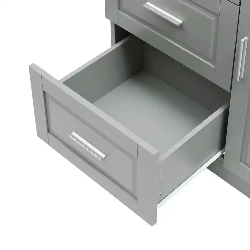 Meuble de rangement haut de salle de bain moderne en bois GDFStudio Sienna avec tiroirs et étagères réglables