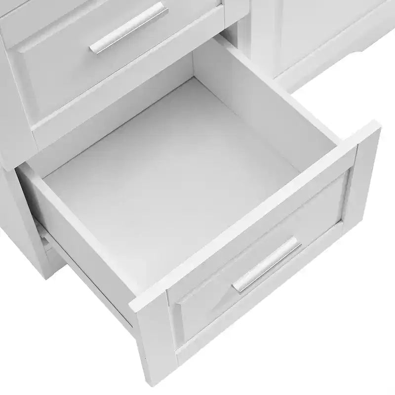 Meuble de rangement haut de salle de bain moderne en bois GDFStudio Sienna avec tiroirs et étagères réglables