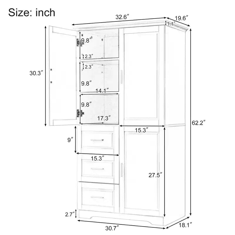 Meuble de rangement haut de salle de bain moderne en bois GDFStudio Sienna avec tiroirs et étagères réglables