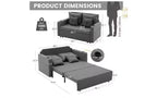 Canapé-lit convertible, canapé-lit escamotable de 142 cm, canapé-lit deux places avec 4 oreillers, chargement USB, porte-gobelets, poches latérales pour salon, chambre à coucher