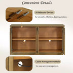 Grand buffet 4 portes avec portes vitrées, meuble d'appoint arqué avec étagères réglables pour cuisine, salle à manger