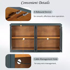 Grand buffet 4 portes avec portes vitrées, meuble d'appoint arqué avec étagères réglables pour cuisine, salle à manger