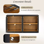 Grand buffet 4 portes avec portes vitrées, meuble d'appoint arqué avec étagères réglables pour cuisine, salle à manger