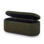 Banc ottoman de rangement ovale moderne Okak avec charnière de sécurité, banc rembourré pour entrée, banc de bout de lit pour salon, entrée