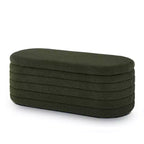 Banc ottoman de rangement ovale moderne Okak avec charnière de sécurité, banc rembourré pour entrée, banc de bout de lit pour salon, entrée