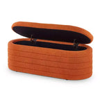 Banc ottoman de rangement ovale moderne Okak avec charnière de sécurité, banc rembourré pour entrée, banc de bout de lit pour salon, entrée