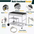 Chariot de four à pizza Celebalcony avec station de garniture, îlot de cuisine extérieur avec rangement pour grille, plancha Ninja Blackstone, etc., argent