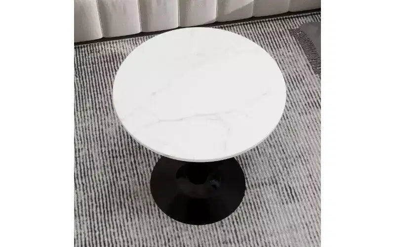 Table basse ronde TUYOHW avec plateau en marbre texturé, table centrale moderne pour salon, table sur pied/table d'appoint de canapé/table à manger pour 2-4 personnes