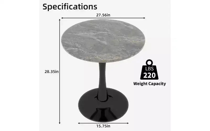 Table basse ronde TUYOHW avec plateau en marbre texturé, table centrale moderne pour salon, table sur pied/table d'appoint de canapé/table à manger pour 2-4 personnes