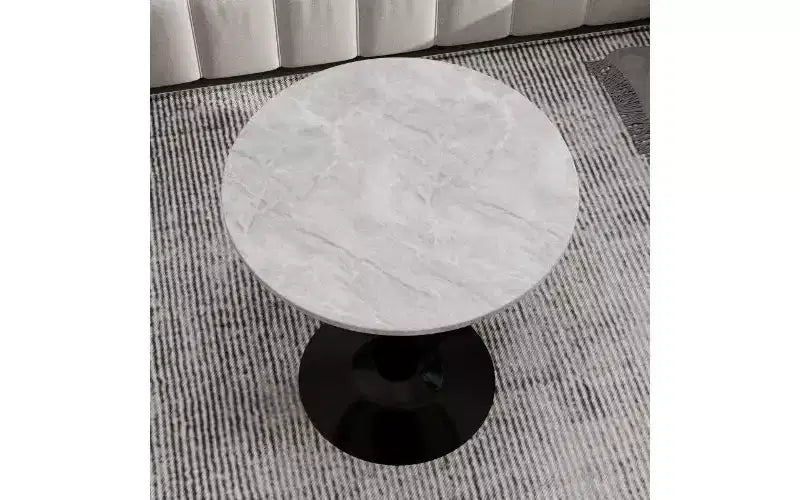 Table basse ronde TUYOHW avec plateau en marbre texturé, table centrale moderne pour salon, table sur pied/table d'appoint de canapé/table à manger pour 2-4 personnes