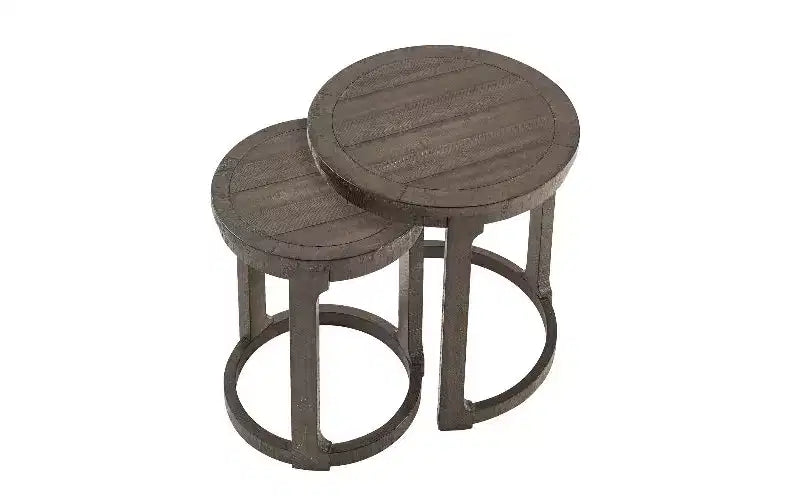 TUYOHW Ensemble de 2 tables basses rondes à hauteur décalée, table centrale en bois massif et MDF, table d'appoint artistique incurvée pour salon et chambre