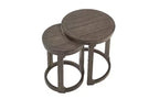 TUYOHW Ensemble de 2 tables basses rondes à hauteur décalée, table centrale en bois massif et MDF, table d'appoint artistique incurvée pour salon et chambre