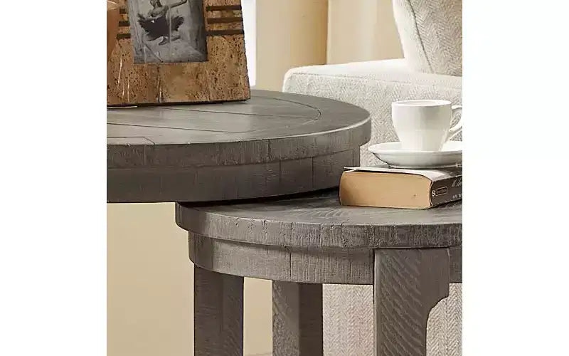 TUYOHW Ensemble de 2 tables basses rondes à hauteur décalée, table centrale en bois massif et MDF, table d'appoint artistique incurvée pour salon et chambre