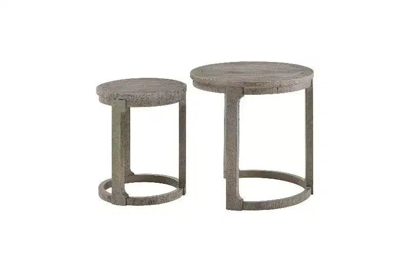 TUYOHW Ensemble de 2 tables basses rondes à hauteur décalée, table centrale en bois massif et MDF, table d'appoint artistique incurvée pour salon et chambre