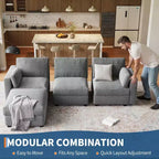 Canapé modulable surdimensionné, canapé d'angle 4/6 places, canapé en forme de U de 264 cm (104 po) / 345 cm (136 po) avec pouf mobile, canapé modulable convertible pour salon