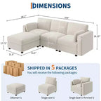 Canapé modulable surdimensionné, canapé d'angle 4/6 places, canapé en forme de U de 264 cm (104 po) / 345 cm (136 po) avec pouf mobile, canapé modulable convertible pour salon