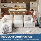 Canapé modulable surdimensionné, canapé d'angle 4/6 places, canapé en forme de U de 264 cm (104 po) / 345 cm (136 po) avec pouf mobile, canapé modulable convertible pour salon
