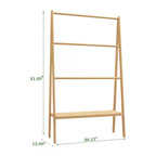 Porte-serviettes sur pied, porte-serviettes de sol avec étagère de rangement inférieure, texture naturelle, étagère de présentation autoportante pour buanderie, salle de bain