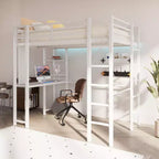 Lit mezzanine Celebalcony avec bureau et étagères de rangement, cadre avec 2 échelles latérales pour enfants, adolescents et adultes, conception peu encombrante et anti-basculement, noir
