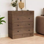 Commode à 3/5 tiroirs COZONY, grand meuble de rangement en bois cannelé avec tiroirs à glissement doux, table de chevet moderne en bois