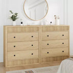 Commode à 3/5 tiroirs COZONY, grand meuble de rangement en bois cannelé avec tiroirs à glissement doux, table de chevet moderne en bois