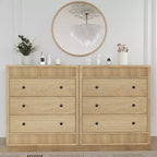 Commode à 3/5 tiroirs COZONY, grand meuble de rangement en bois cannelé avec tiroirs à glissement doux, table de chevet moderne en bois