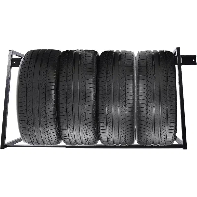 Support de rangement mural robuste et réglable pour garage - Support multi-pneus pour un rangement de garage organisé (Noir, 64,5*28*28 pouces)