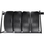 Support de rangement mural robuste et réglable pour garage - Support multi-pneus pour un rangement de garage organisé (Noir, 64,5*28*28 pouces)
