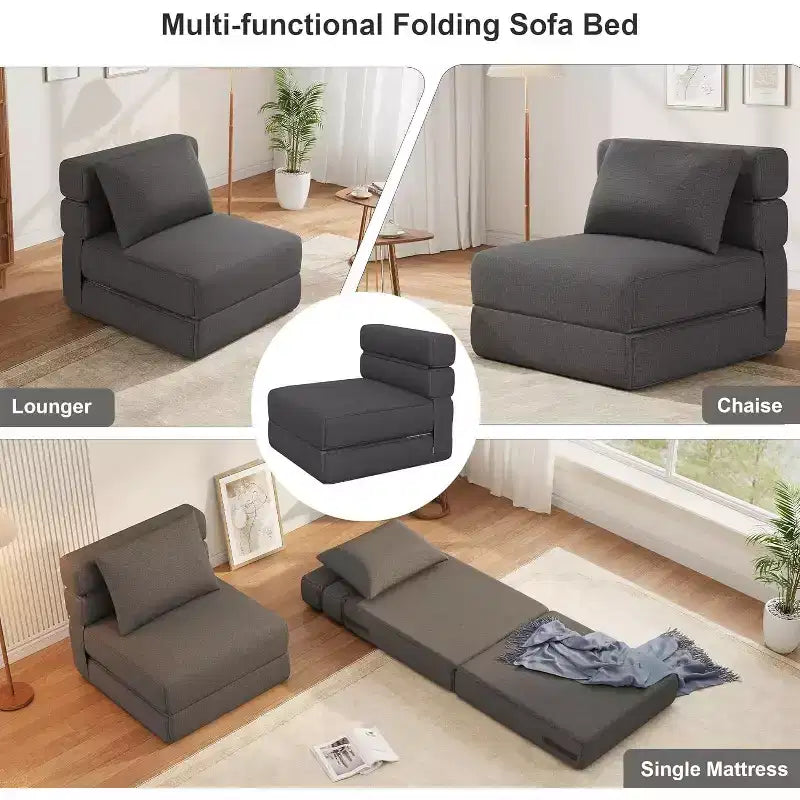 Canapé-lit pliant moderne et confortable avec oreiller amélioré, fauteuil de couchage convertible, canapé de sol confortable pliable en mousse à mémoire de forme pour la maison, le bureau