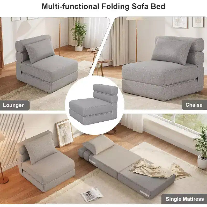 Canapé-lit pliant moderne et confortable avec oreiller amélioré, fauteuil de couchage convertible, canapé de sol confortable pliable en mousse à mémoire de forme pour la maison, le bureau