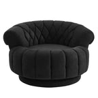 Fauteuil d'appoint pivotant moderne avec rembourrage épais, fauteuil club rond en chenille, fauteuil baril rotatif à 360° pour salon ou appartement-Panipeachy