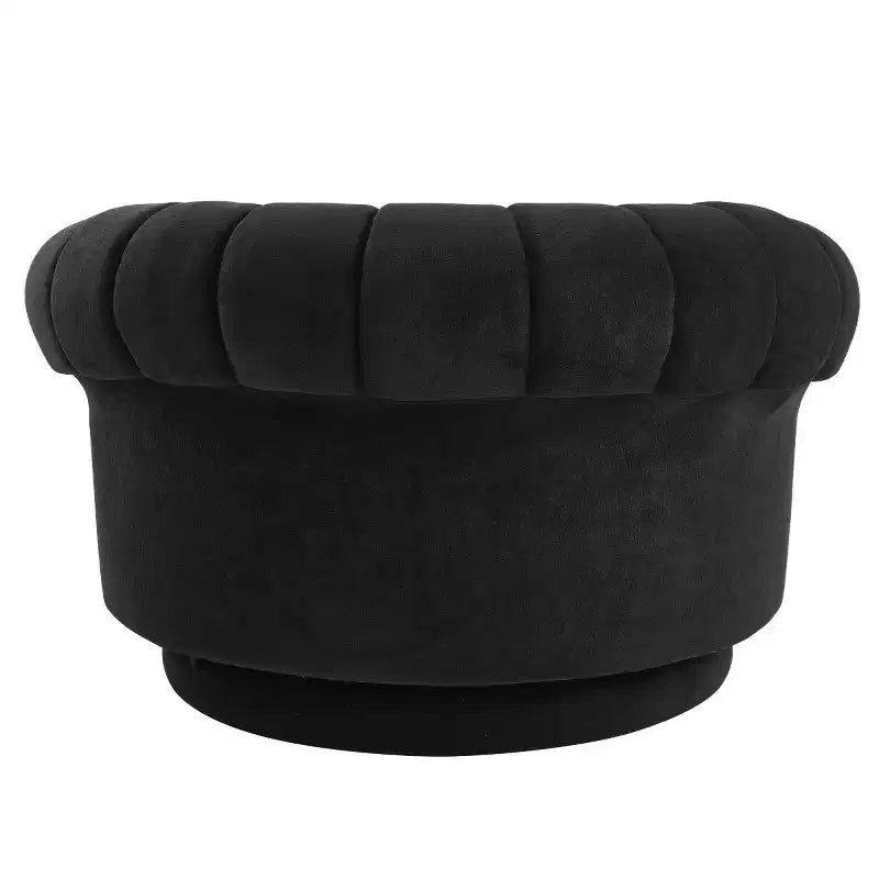 Fauteuil d'appoint pivotant moderne avec rembourrage épais, fauteuil club rond en chenille, fauteuil baril rotatif à 360° pour salon ou appartement-Panipeachy