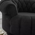 Fauteuil d'appoint pivotant moderne avec rembourrage épais, fauteuil club rond en chenille, fauteuil baril rotatif à 360° pour salon ou appartement-Panipeachy