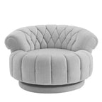 Fauteuil d'appoint pivotant moderne avec rembourrage épais, fauteuil club rond en chenille, fauteuil baril rotatif à 360° pour salon ou appartement-Panipeachy