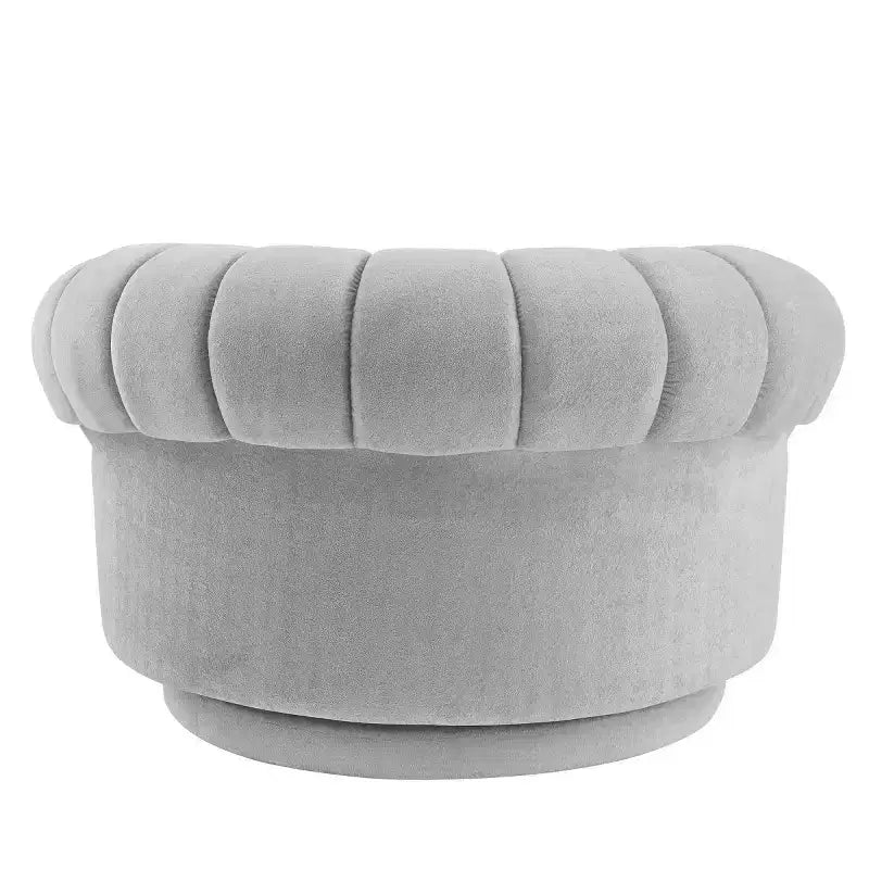 Fauteuil d'appoint pivotant moderne avec rembourrage épais, fauteuil club rond en chenille, fauteuil baril rotatif à 360° pour salon ou appartement-Panipeachy