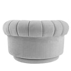 Fauteuil d'appoint pivotant moderne avec rembourrage épais, fauteuil club rond en chenille, fauteuil baril rotatif à 360° pour salon ou appartement-Panipeachy