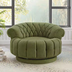 Fauteuil d'appoint pivotant moderne avec rembourrage épais, fauteuil club rond en chenille, fauteuil baril rotatif à 360° pour salon ou appartement-Panipeachy