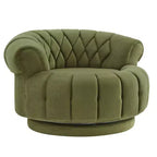 Fauteuil d'appoint pivotant moderne avec rembourrage épais, fauteuil club rond en chenille, fauteuil baril rotatif à 360° pour salon ou appartement-Panipeachy