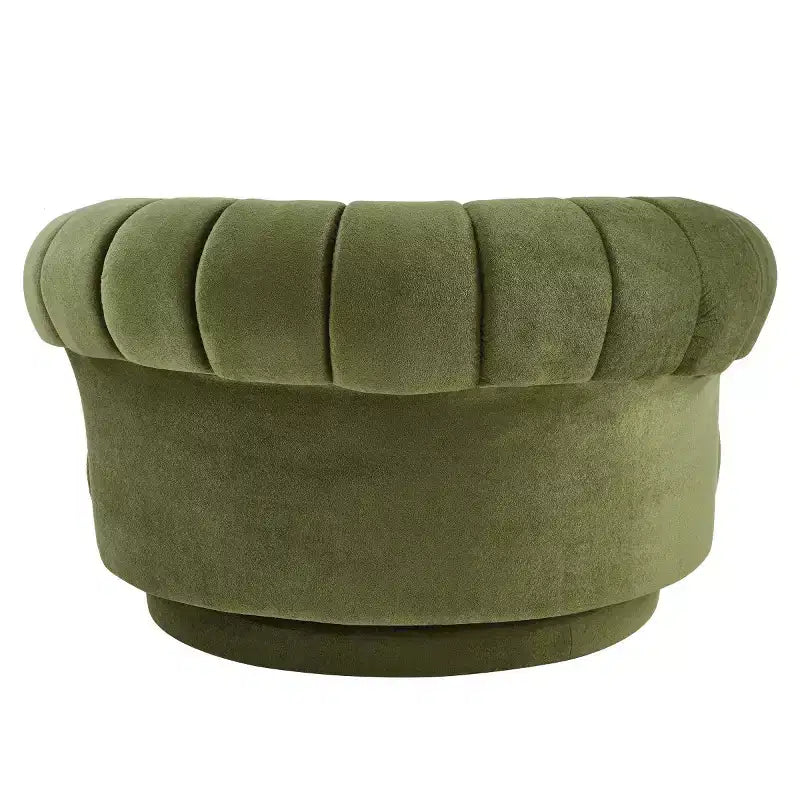 Fauteuil d'appoint pivotant moderne avec rembourrage épais, fauteuil club rond en chenille, fauteuil baril rotatif à 360° pour salon ou appartement-Panipeachy