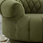 Fauteuil d'appoint pivotant moderne avec rembourrage épais, fauteuil club rond en chenille, fauteuil baril rotatif à 360° pour salon ou appartement-Panipeachy